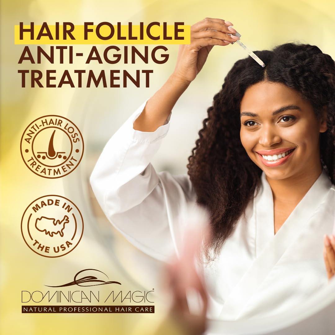 Dominican Magic Hair Follicle Anti-Aging Scalp Drop Hair Tonic with Rosemary and Cinnamon, Gotero Anti-Caida, Helps Stimulate Hair Growth, 2.01 Oz
