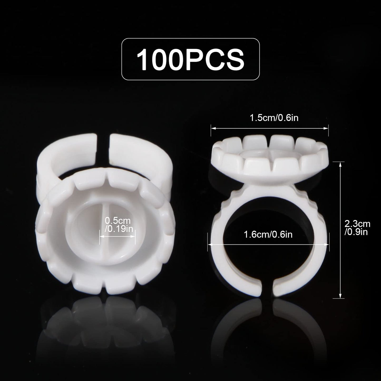 Burboeiy 100PCS Lash Rings for Eyelash Extensions - Smart Glue Cups with Eyelash Glue Holder