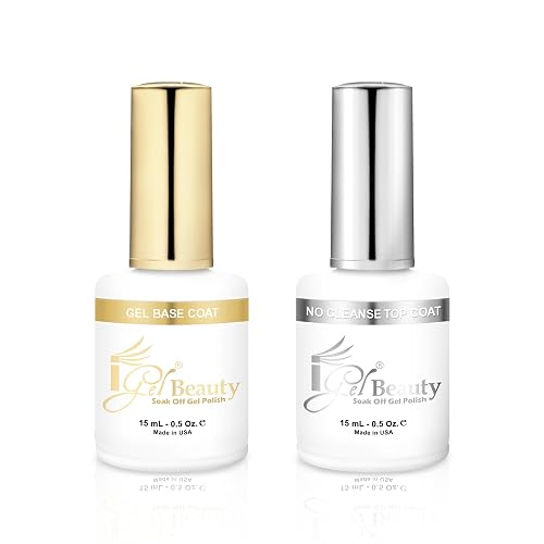 iGel Beauty Gel Base Coat & No Cleanse Top Coat Set - 2 Pack, Soak-Off UV/LED Gel Polish System, Long-Lasting, High Shine, No Wipe, Chip-Resistant Beauty & Personal Care iGel Beauty