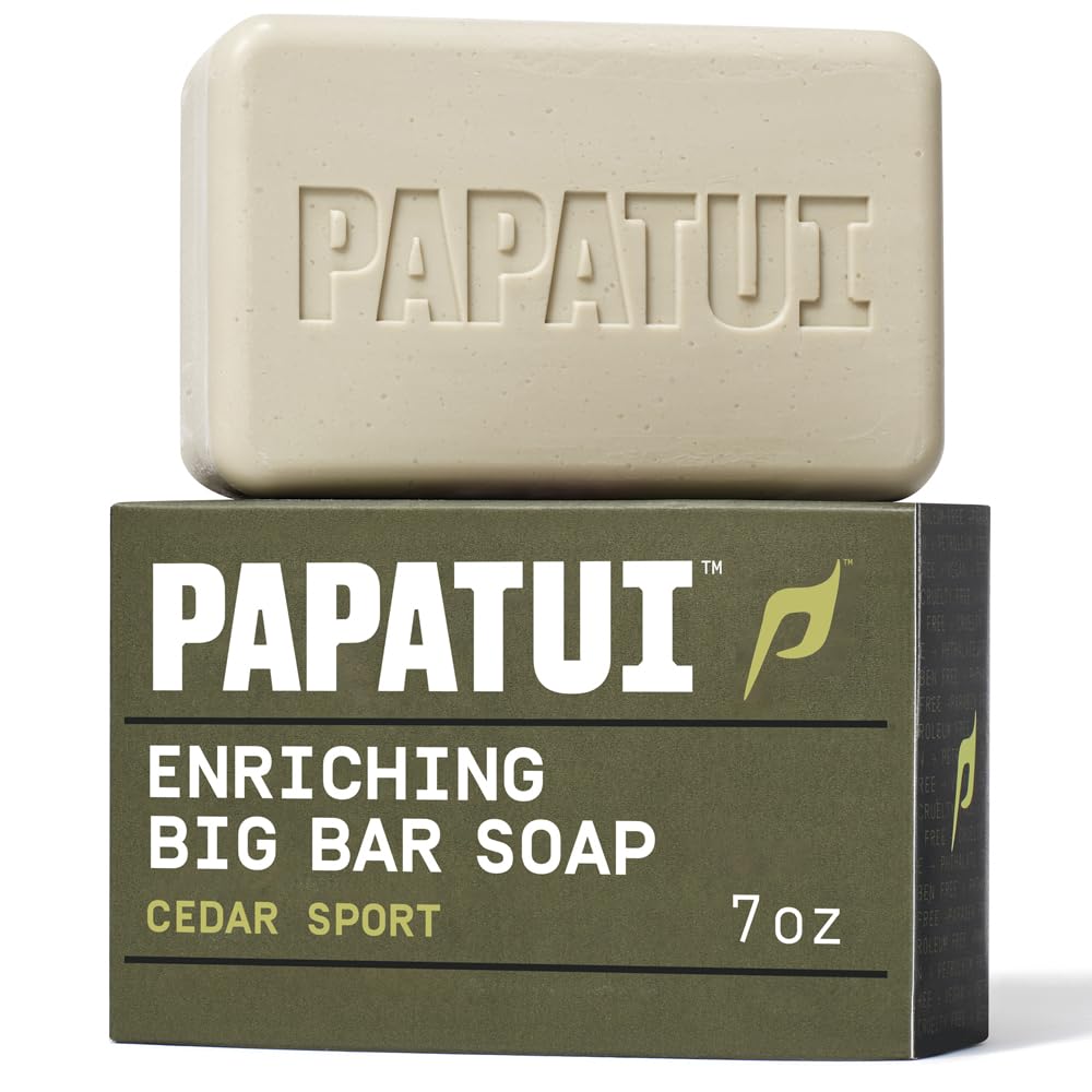 PAPATUI by Dwayne Johnson Enriching Bar Soap for Men | Hydrating Daily Cleanser | Moisturizes with Mango Butter and Avocado Oil | Cedar Sport | 7oz