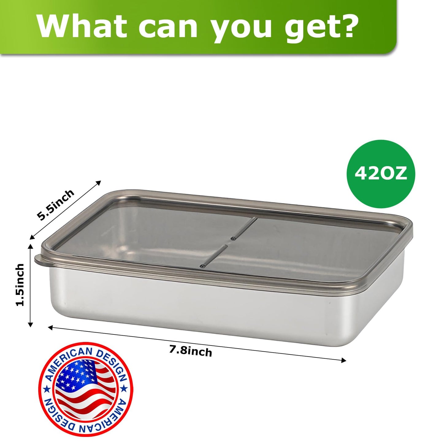 Cheese Container for Refrigerator, 2 Pack 304 Stainless Steel Airtight Deli Meat Storage Containers with Lids for Fridge, Dishwasher Safe Food…