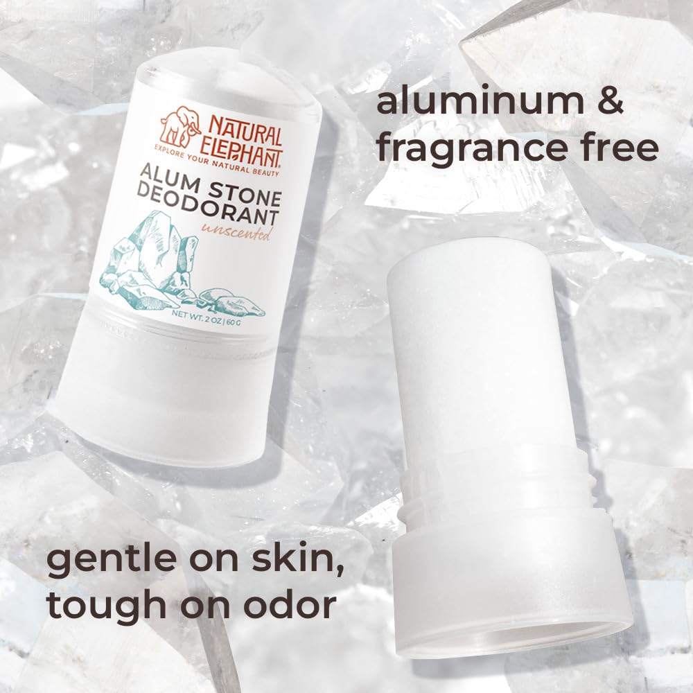 Natural Elephant Alum Stone Deodorant Stick 60g (2 oz) Natural Unscented Aluminum Free Salt Stone for Men and Women (10 Pack) Beauty and Personal Care Natural Elephant