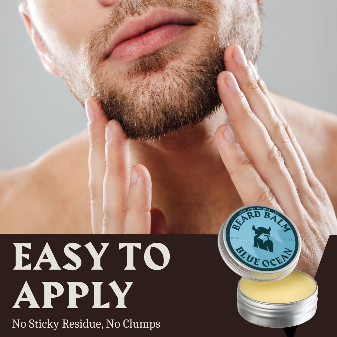 Striking Viking Beard Balm for Men -2 Oz (1 Pack), Blue Ocean - Leave in Beard Conditioner - Styling Balm Made with Naturally Derived Beard Butter Beauty and Personal Care Striking Viking