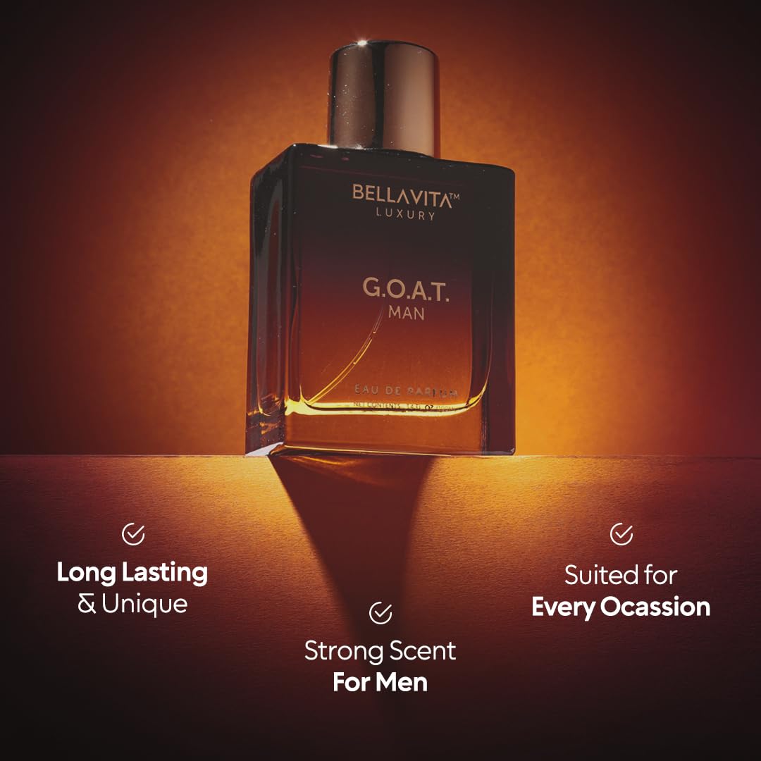 Bellavita Luxury G.O.A.T. Eau de Parfum | 100 ml (3.4 fl.oz.) | Perfume for Men | Citrus, Bergamot, Patchouli, and Vetiver Notes | Long Lasting Men's Beauty and Personal Care Bella Vita Luxury