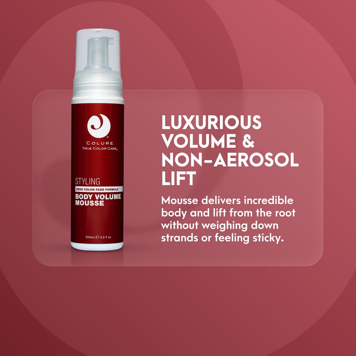 COLURE Body Volume Mousse, 6.8 Fl Oz - Non-Aerosol Root Lift Styling Foam for Fine Hair, Weightless Medium Hold Shine