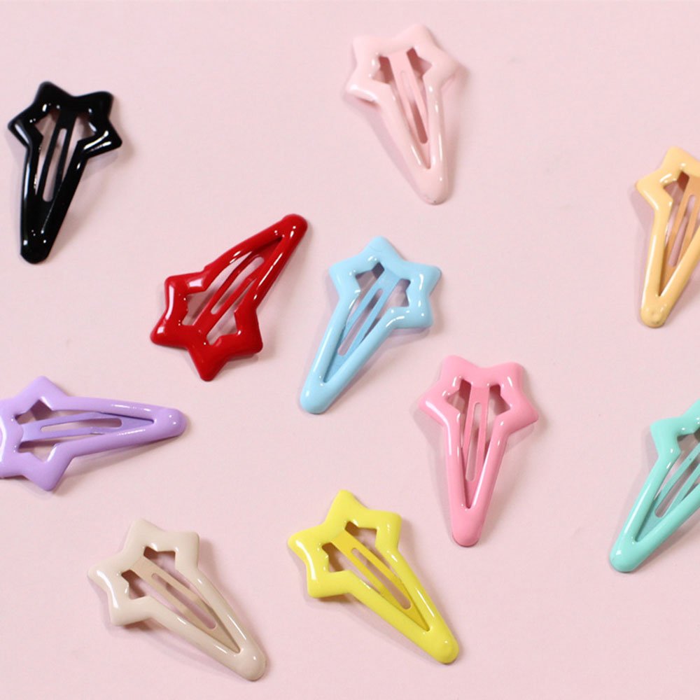 Daycount® 10pcs Colorful Stars Duckbill Clip Hair Clip For Ladies Teens Girls Hair Salon Hairpin (Random Color)