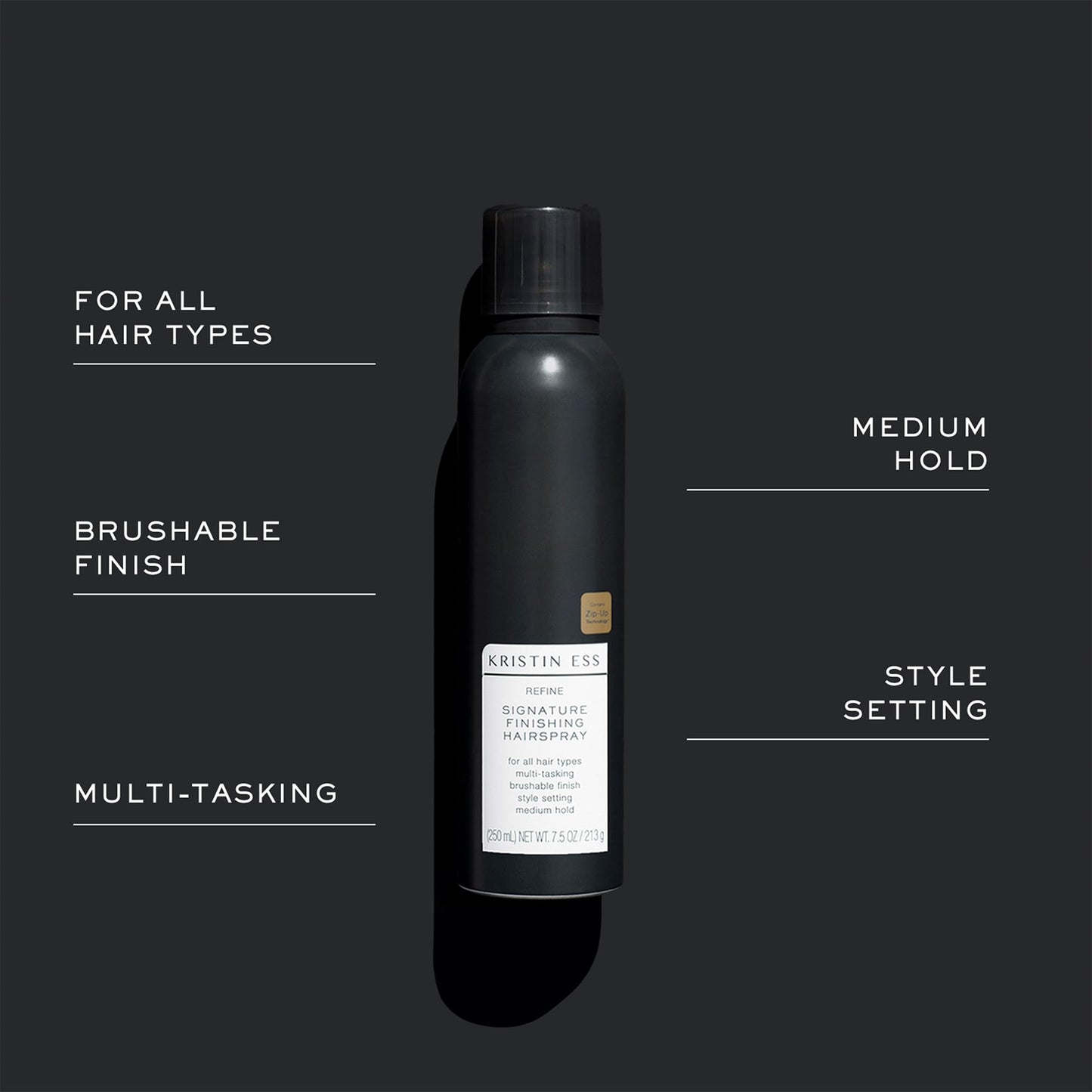 Kristin Ess Hair Refine Signature Finishing Hairspray for Hair Styling - Flexible Hold, Brushable Texture, Style Support for Straight, Textured, Wavy