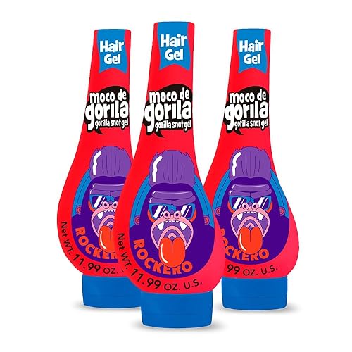 Moco de Gorila Explosive Rocker Hair Styling Gel, Long-Lasting Hold, Reactivatable with Water, 11.92 Oz Squeezable Bottles (Pack of 3)