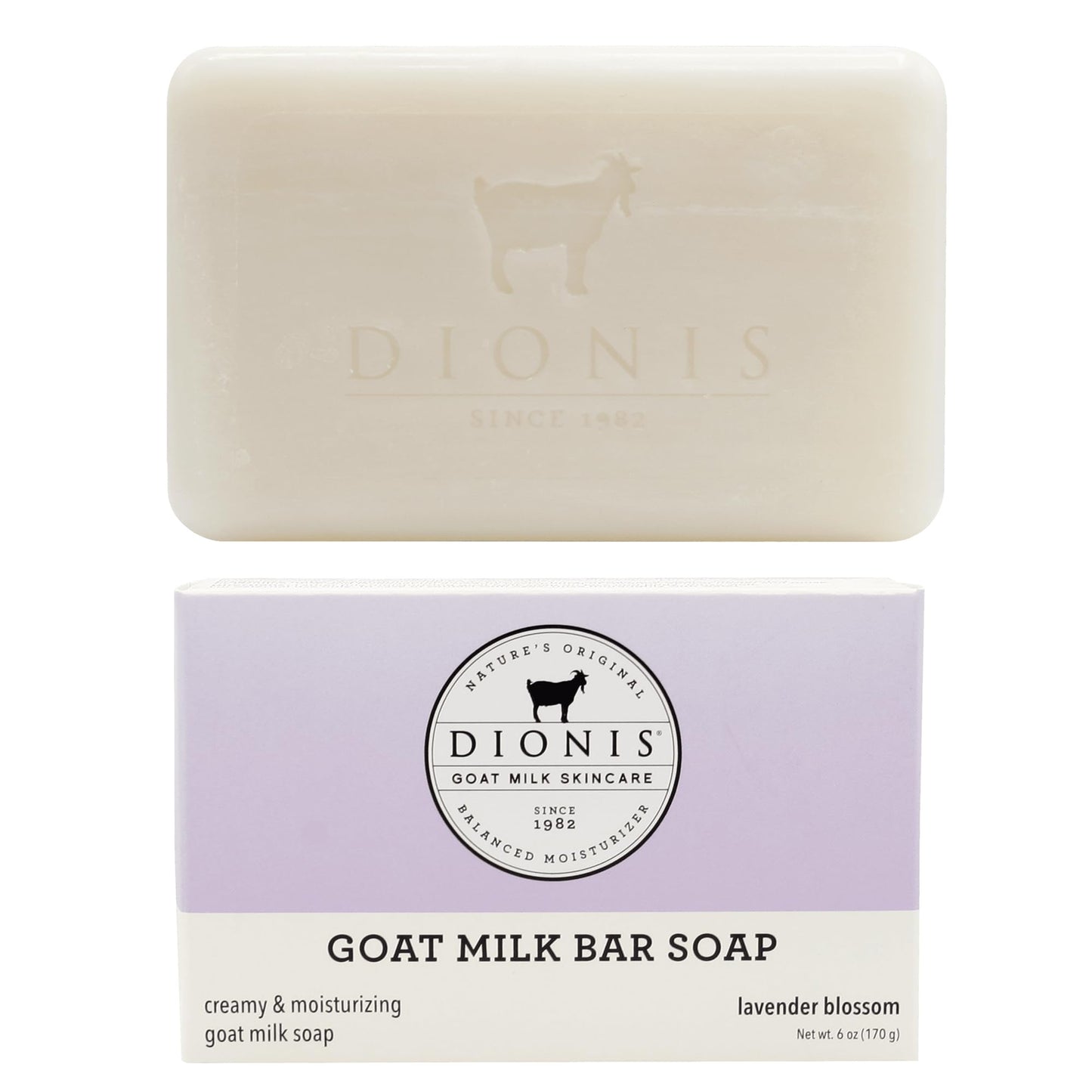 Dionis Goat Milk Skincare 6oz Lavender Blossom Scented Hand & Body Bar Soap - Moisturize, Restore, for All Skin Types, Non Greasy, No Residue