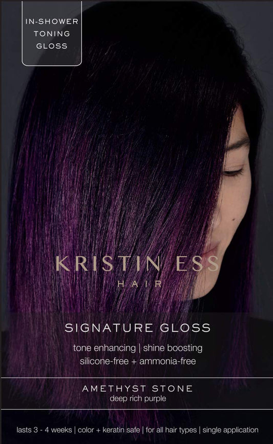 Kristin Ess Hair Gloss in Amethyst Stone Deep Rich Purple - 4 Wk Semi Permanent Hair Dye Glaze - Color Depositing Conditioner & Toner for Vibrant