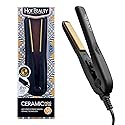 Hot Beauty Professional Ceramic Mini Flat Iron 1/2", Anti-Frizz, Fast Heating, Versatile Styling for Curly & Straight Hair, Ideal for Traveling
