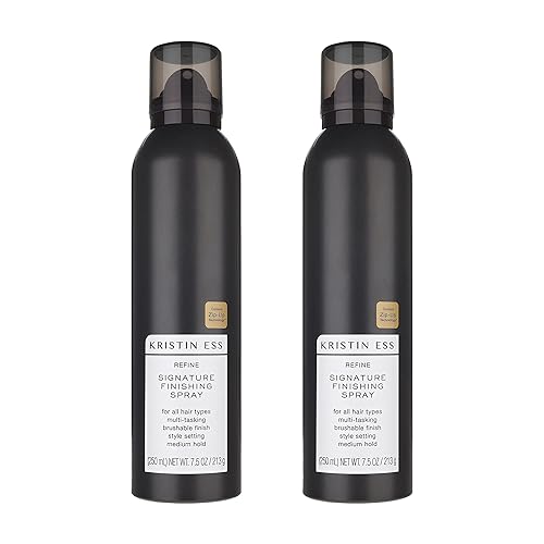 Kristin Ess Hair Refine Signature Finishing Hairspray - Flexible Hold, Brushable Texture, Style Support for All Hair Types - Vegan, 7.5 oz (Pack of 2)