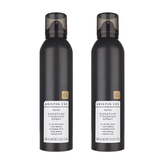 Kristin Ess Hair Refine Signature Finishing Hairspray - Flexible Hold, Brushable Texture, Style Support for All Hair Types - Vegan, 7.5 oz (Pack of 2)