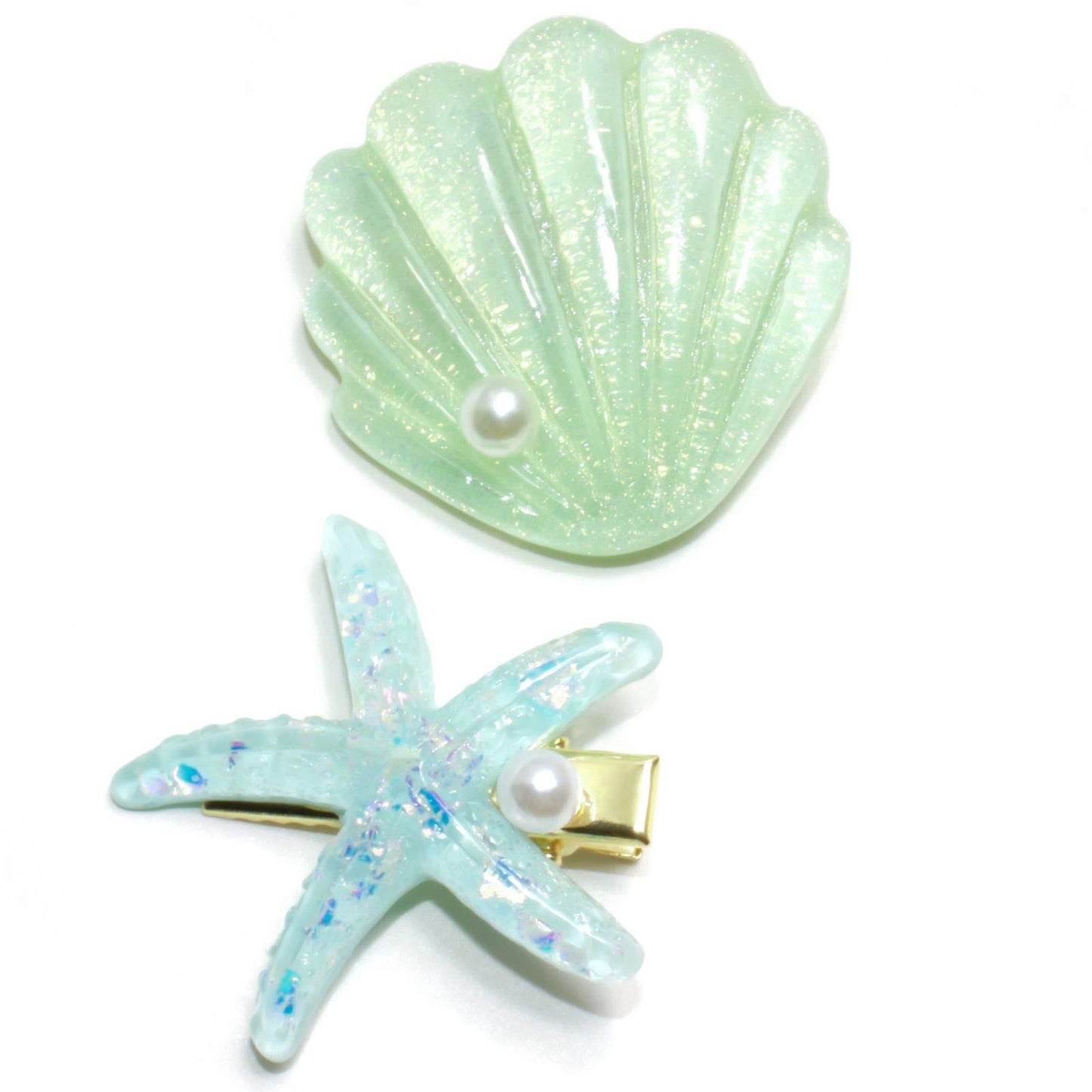 Shell Pearl Starfish Hair Clip Set for Women Girls, Acrylic Resin Alligator Hair Clips, Ladies and Girls Headwear Styling Tools Hair Accessories