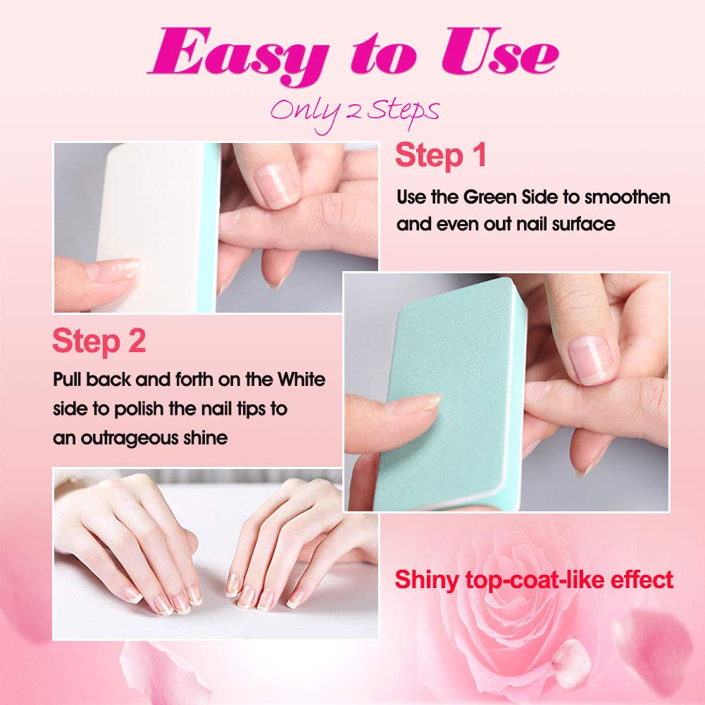 BlinkingNails Nail Buffer File with Double Sides Professional Nail Polishing Block 1000/4000 Grit Shiner Manicure Nail Art Tools for Natural Nails