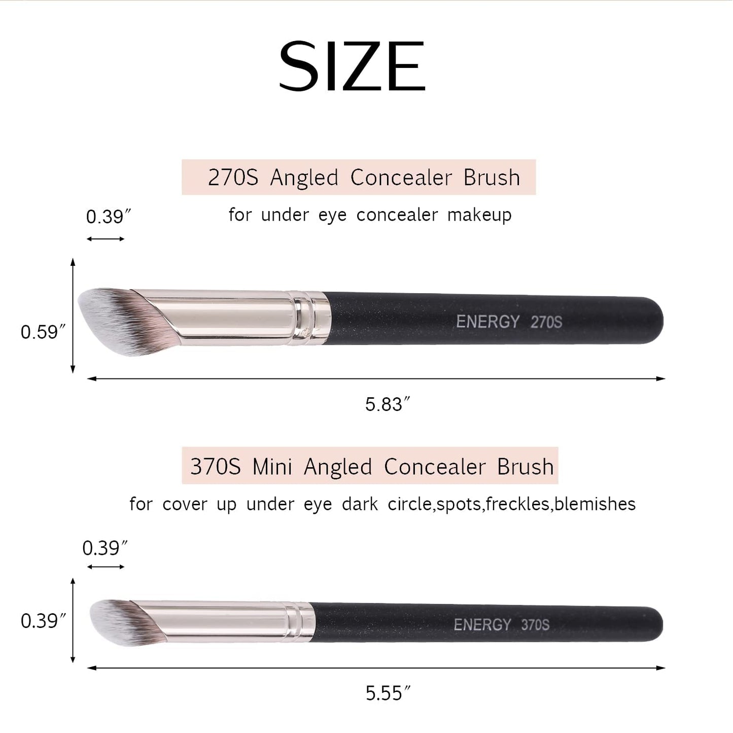ENERGY Foundation Brushes Set - Angled Brush & Mini Concealer Brush Premium Synthetic Eye Makeup Bushes for Blending Liquid Foundation Cream Powder