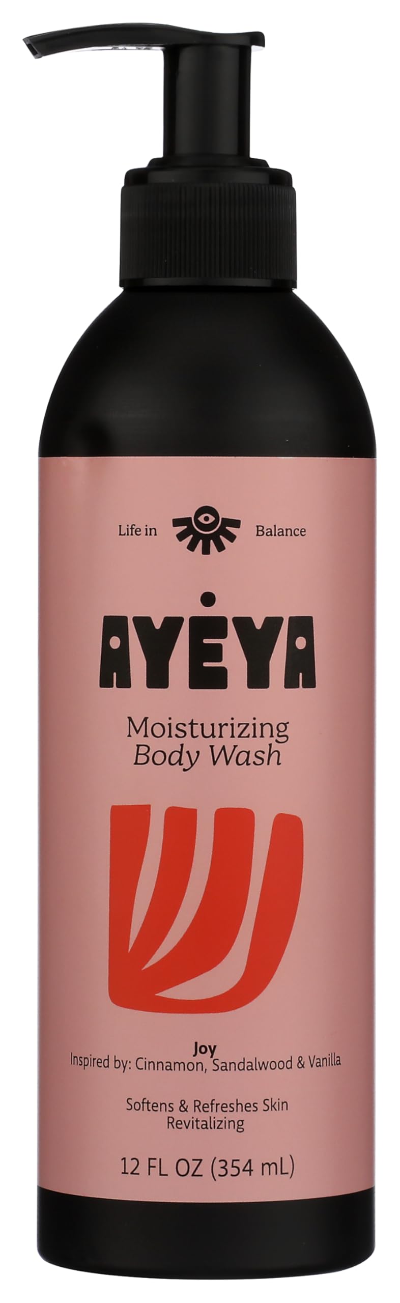 AYÉYA Joy Moisturizing Body Wash - Sandalwood & Moringa Oil Infused Vegan Body Cleanser | Non-Toxic, Hydrating Body Wash for Women | 12 Fl Oz