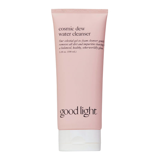 good light Cosmic Dew Water Cleanser. Celestial Gel-to-Foam Face Wash Cleanser. Made with Glycerin and Hyaluronic Acid. Hydrating, Sensitive Skin Safe