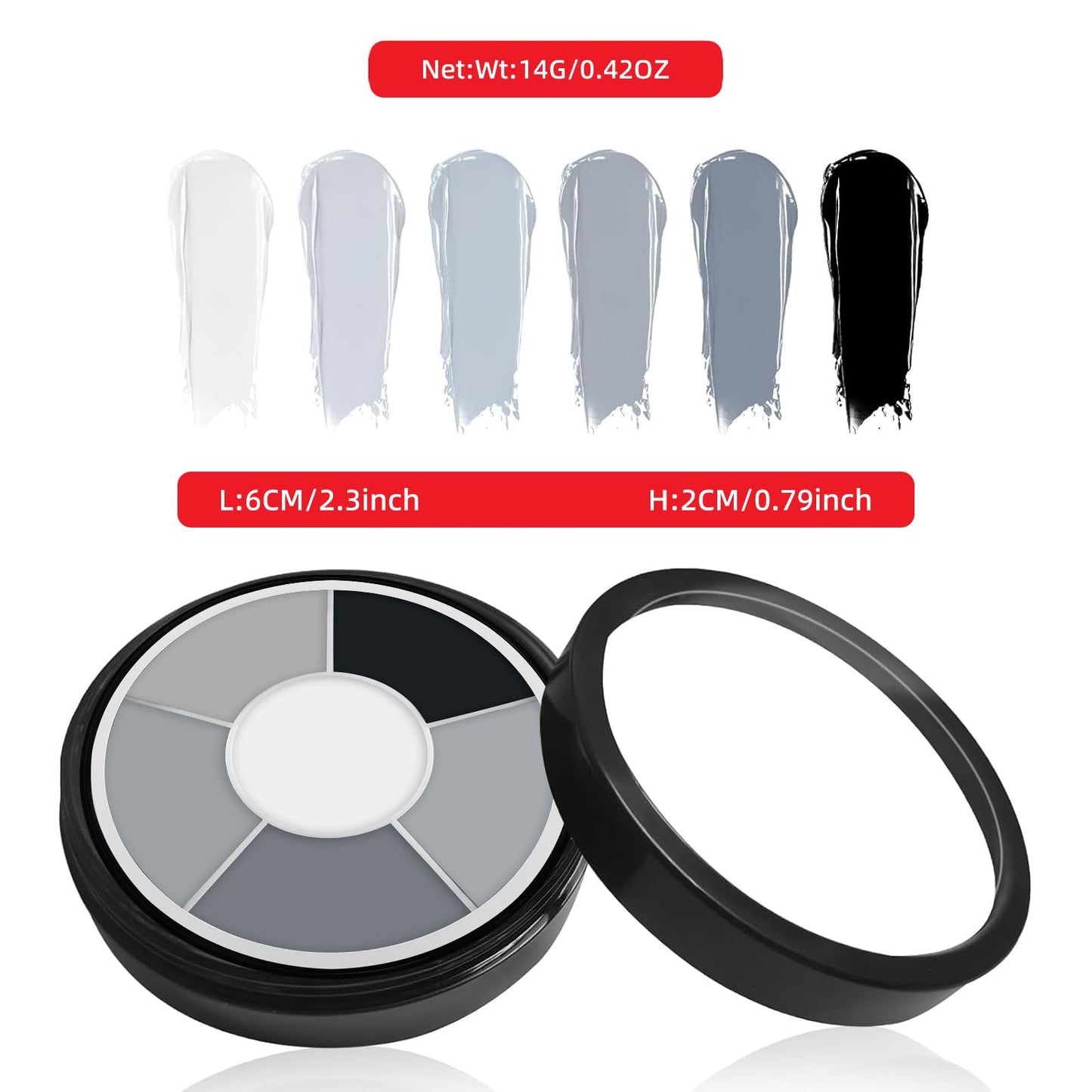 6 Color Grey Face Paint Palette, Professional Skeleton Skull Face Body Paint, Washable SFX Makeup for Halloween Face Body Paint, Vampire, Zombie