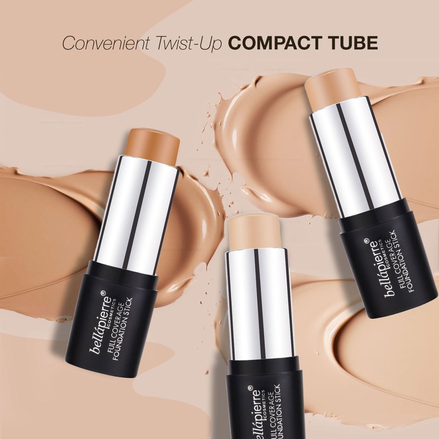 bellapierre Mineral Foundation Stick | Full Coverage Matte Finish | Cruelty Free | Non-Toxic and Paraben Free | Compact Tube - 0.35 Oz - Deep