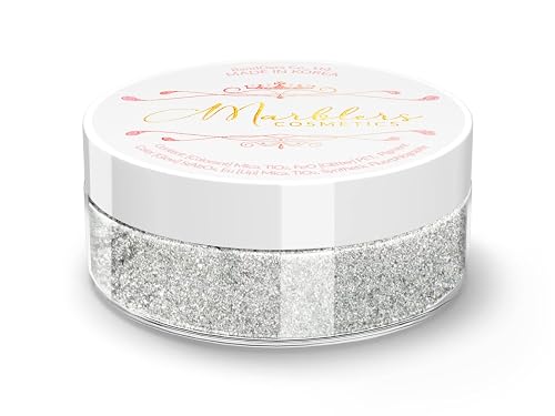 MARBLERS Chunky Natural Mica Powder [Silver Pearl] 0.11oz (3g) | Highly Pigmented | Non-Toxic, Vegan, Cruelty-Free | Eyeshadow, Body Butter, Nail