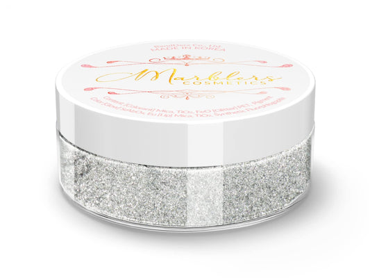 MARBLERS Chunky Natural Mica Powder [Silver Pearl] 0.11oz (3g) | Highly Pigmented | Non-Toxic, Vegan, Cruelty-Free | Eyeshadow, Body Butter, Nail