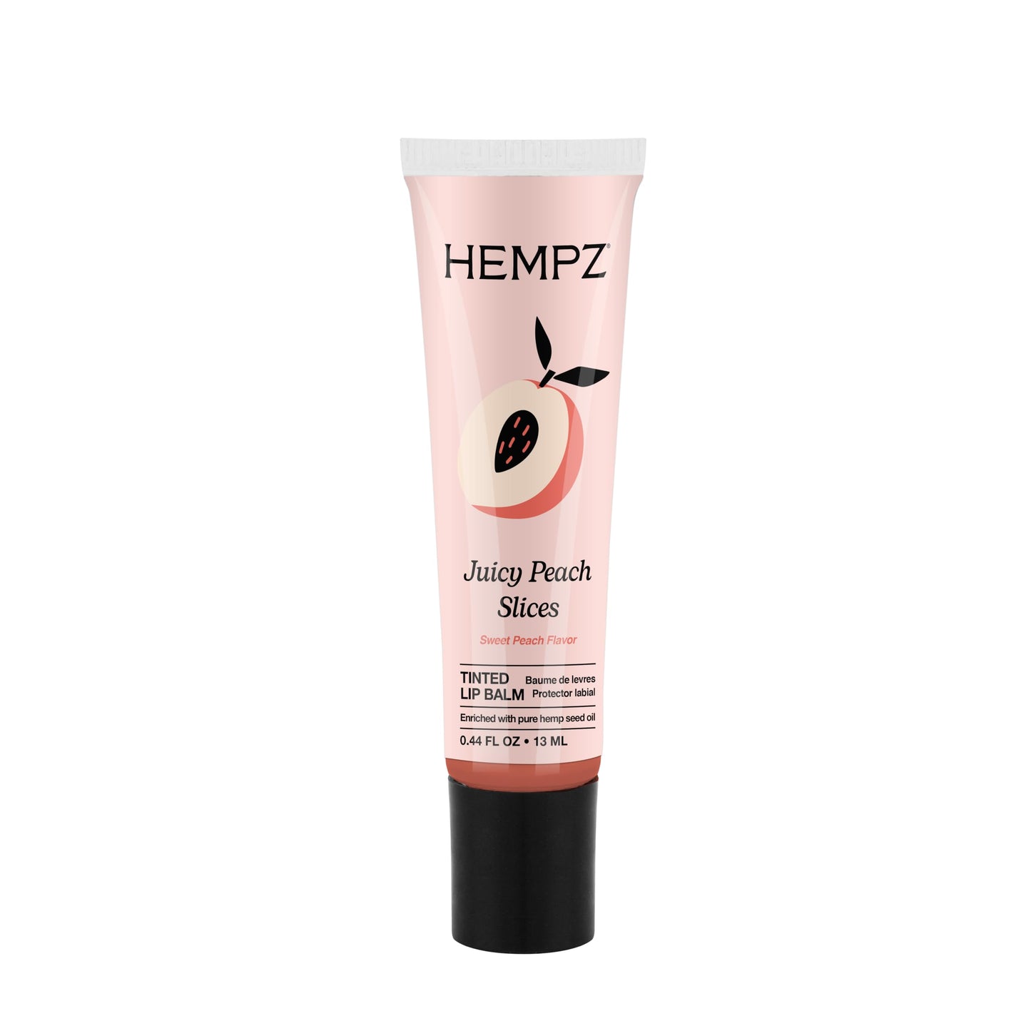 Hempz Peach Tinted Lip Balm, Hydrating Gloss for Dry Cracked Lips, Juicy Peach Slices, .44 fl.oz.