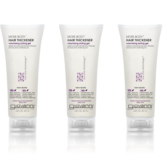 GIOVANNI More Body Gel, 6.8 oz. Each - Volumizing Style, Hair Thickener, Plumps Hair, Seals Split Ends, Adds Shine, Paraben-Free, Color Safe (Pack