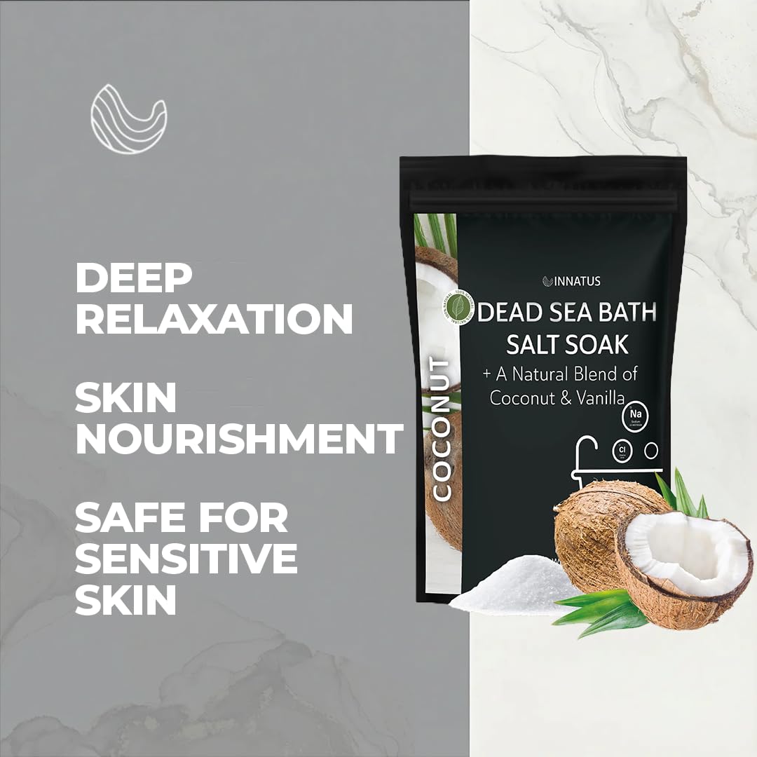 Dead Sea Soothing Bath Salt Soak with 21 Minerals - Relaxing, Detoxifying, and Nourishing for Skin - 14oz, Infused with Natural Oils - Rejuvenate Mind Beauty and Personal Care INNATUS