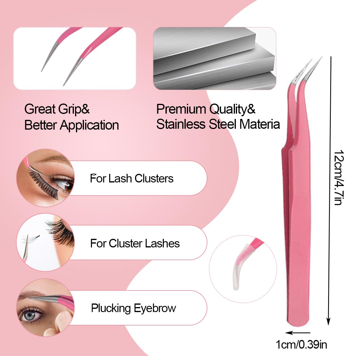 Lash Bond and Seal Kit 4 Pcs DIY Lash Extension with Waterproof Lashe Cluster Glue 72h Hold and Seal Lash Remover Tweezers Portable Eyelash Brush