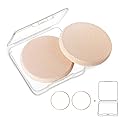 OWLFAVO 2pcs Round Makeup Sponges with 1 Travel Case, Beauty Face Primer Compact Powder Puff, Blender Sponge Replacement for Cosmetic Flawless