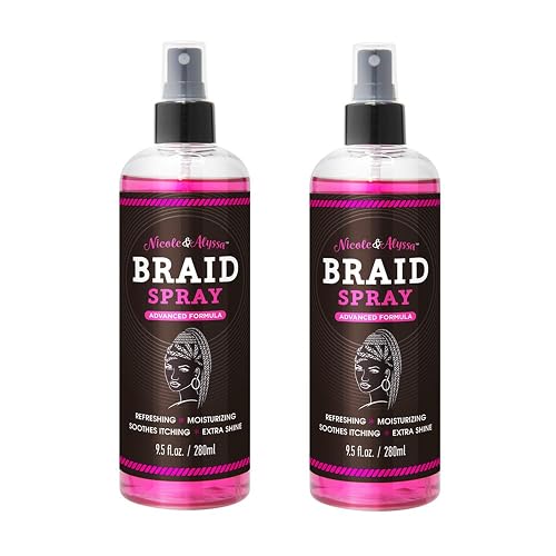 Nicole & Alyssa Braid Spray 9.5oz - for BOHO, Box & Knotless Braids, Crochet Hair Styles, Twists, Locs & Cornrows - Refreshing Moisturizing Braid