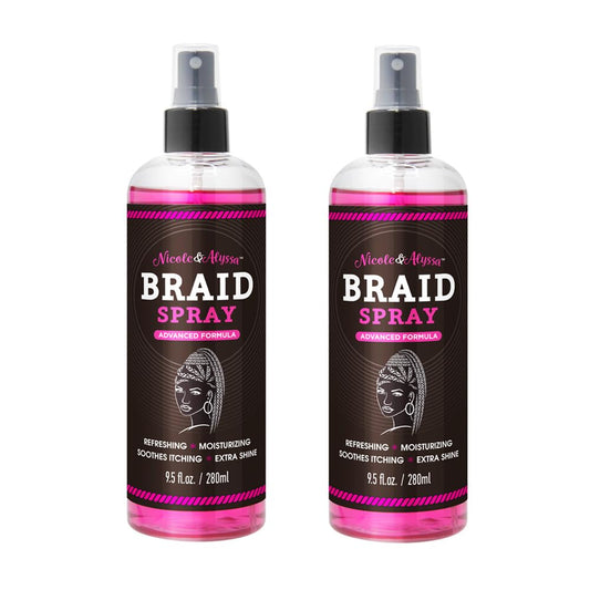 Nicole & Alyssa Braid Spray 9.5oz - for BOHO, Box & Knotless Braids, Crochet Hair Styles, Twists, Locs & Cornrows - Refreshing Moisturizing Braid