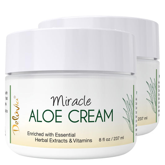 Deluvia Miracle Aloe Cream | Face & Body Moisturizer with Vitamin E & Organic Aloe Vera | Hydrating, Soothing for Dry Skin, Anti-Wrinkle, Acne Scars