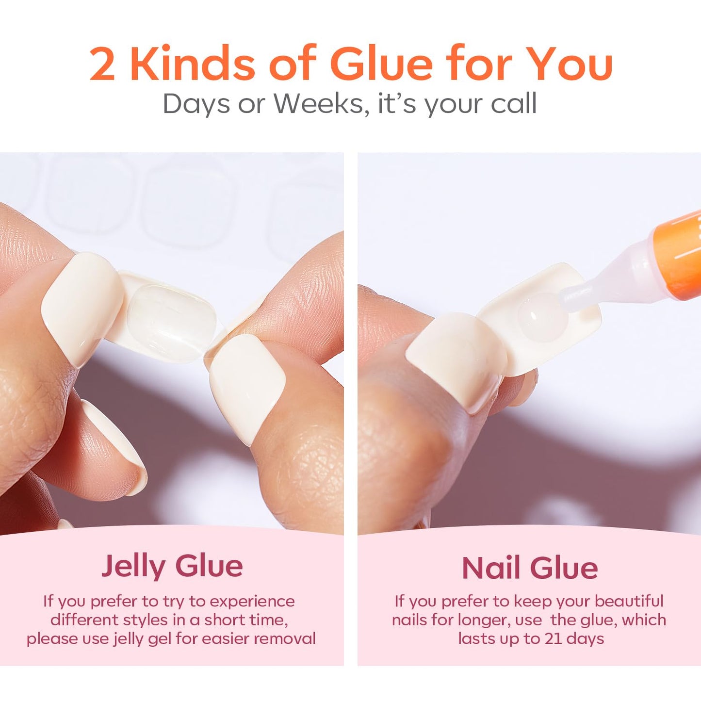 Modelones French Tip Press on Nails Short, Square Fake Nails, Reusable Nail Kit with Nail Glue Adhesive Tabs Mini Nail File, Nails Press Ons 32Pcs Beauty and Personal Care modelones
