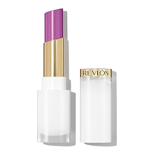 REVLON Super Lustrous Glass Shine Balm, Hydrating Tinted Lip Balm with Hyaluronic Acid, Aloe & Rose Quartz, Light-Medium Purple Lipstick, NEW Shade