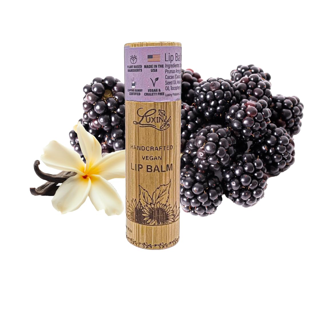 Luxiny Lip Balm 3-Pack - Vegan, Natural Moisturizing Lip Care in Bamboo Tubes with Sunflower Wax and Vitamin E (.15, Vanilla Buttercream, Black Beauty and Personal Care Luxiny
