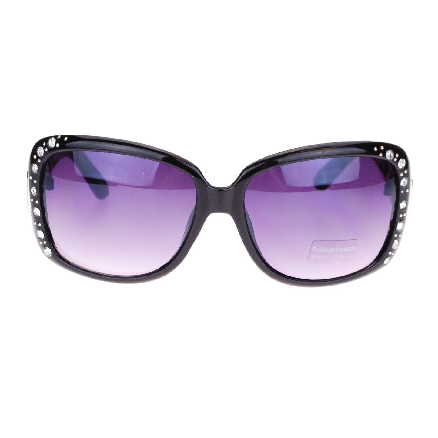 SA106 Womens Oversized Rectangular Rhinestone Encrusted Chain Arm Fashion Sunglasses Black