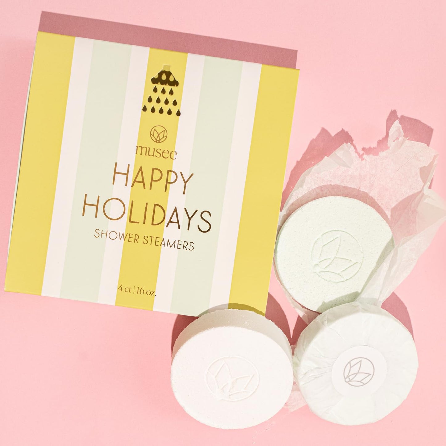Musee | Happy Holidays Four Shower Steamers | Handmade in USA | Cruelty-Free & Paraben-Free | Vegan & Natural Ingredients | Holiday Gift Set…