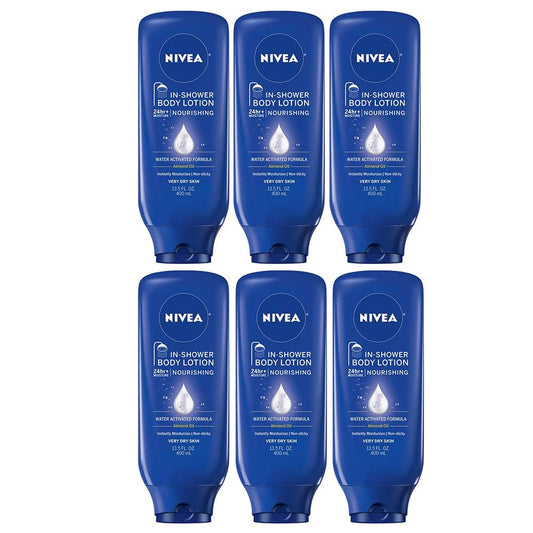 Nivea Lotion In-Shower Nourish For Very Dry Skin 13.5 Ounce (400ml) (6 Pack)
