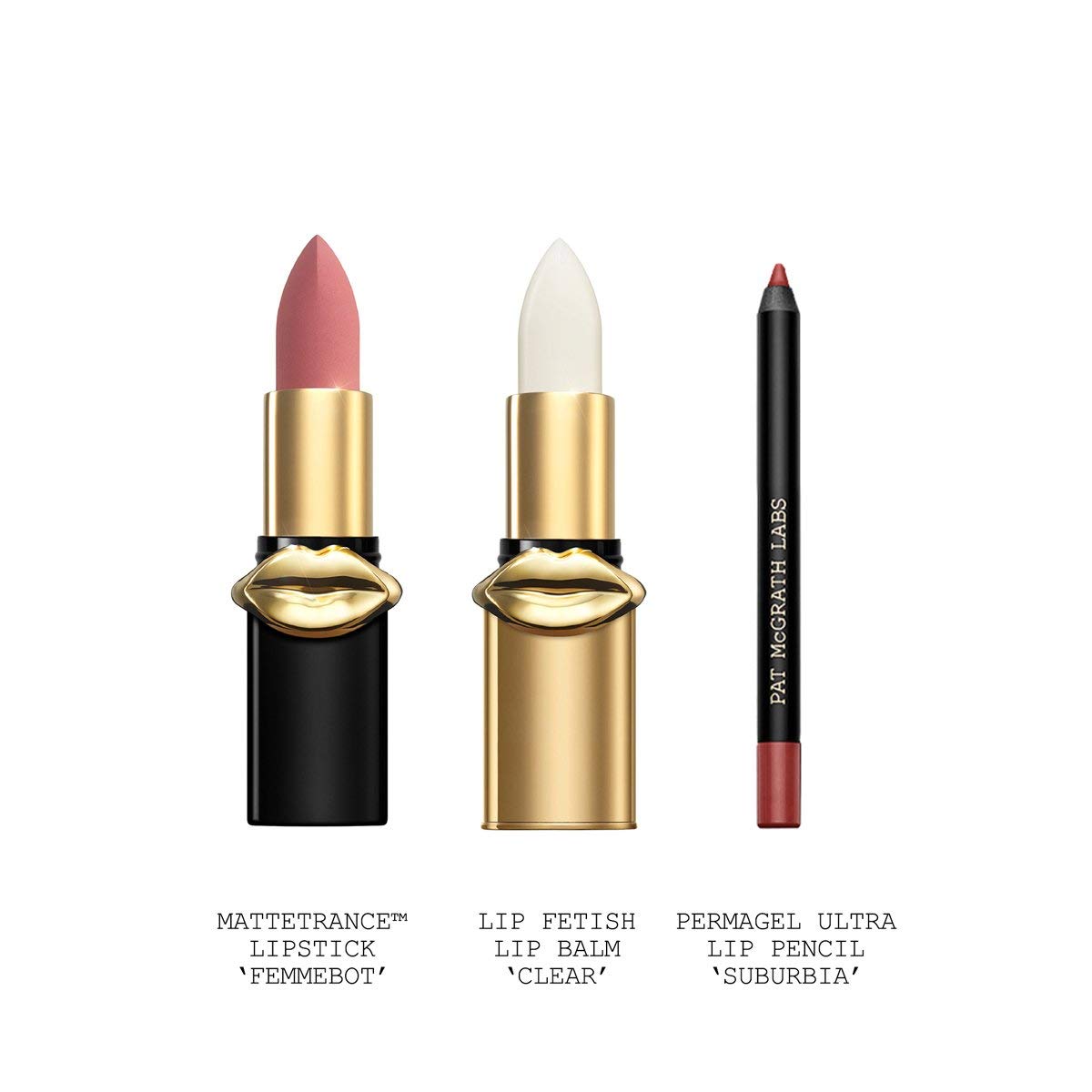 Pat Mcgrath Femmebot Fetish Lip Travel Size Trio Holiday Limited Edition Includes - Mini Mattetrance Lipstick, Clear Mini Lip Fetish Lip Balm, Mini