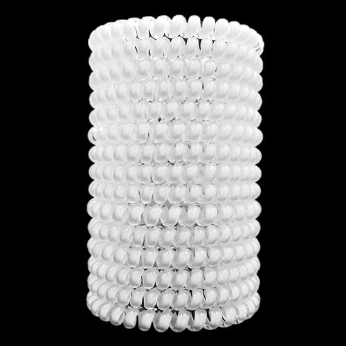 Hodooly 15 Pcs Spiral Hair Ties, No Crease Telephone Cord Plastic Hair Coils in White