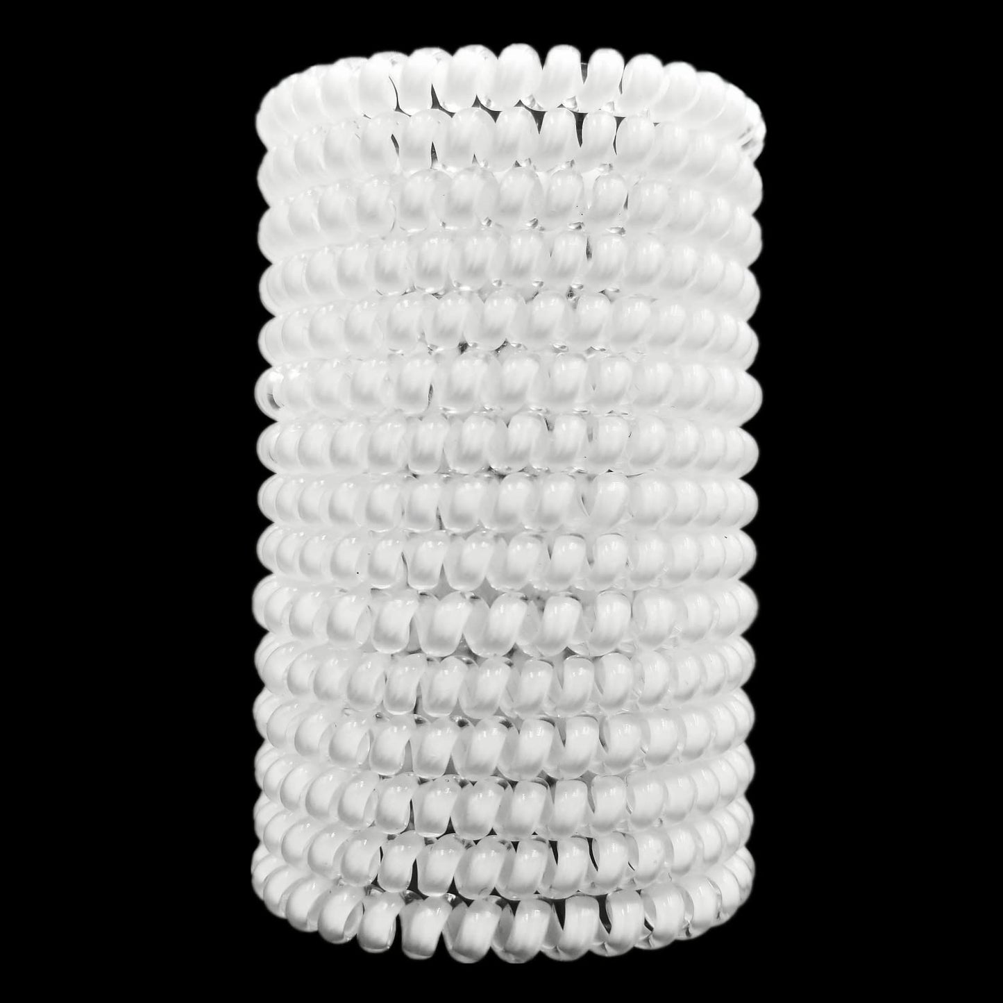 Hodooly 15 Pcs Spiral Hair Ties, No Crease Telephone Cord Plastic Hair Coils in White