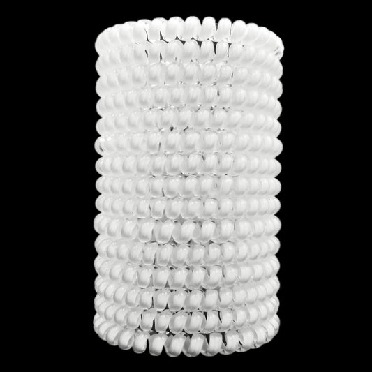 Hodooly 15 Pcs Spiral Hair Ties, No Crease Telephone Cord Plastic Hair Coils in White