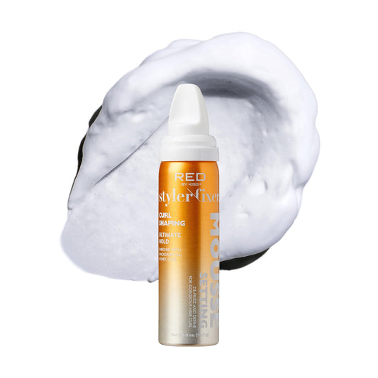 Red by Kiss Setting Mousse Braid Frizz Control, Curl Definition, Shine, Maximize Volume, Ultimate Hold, Long Lasting, Non Sticky Creamy Foam Style