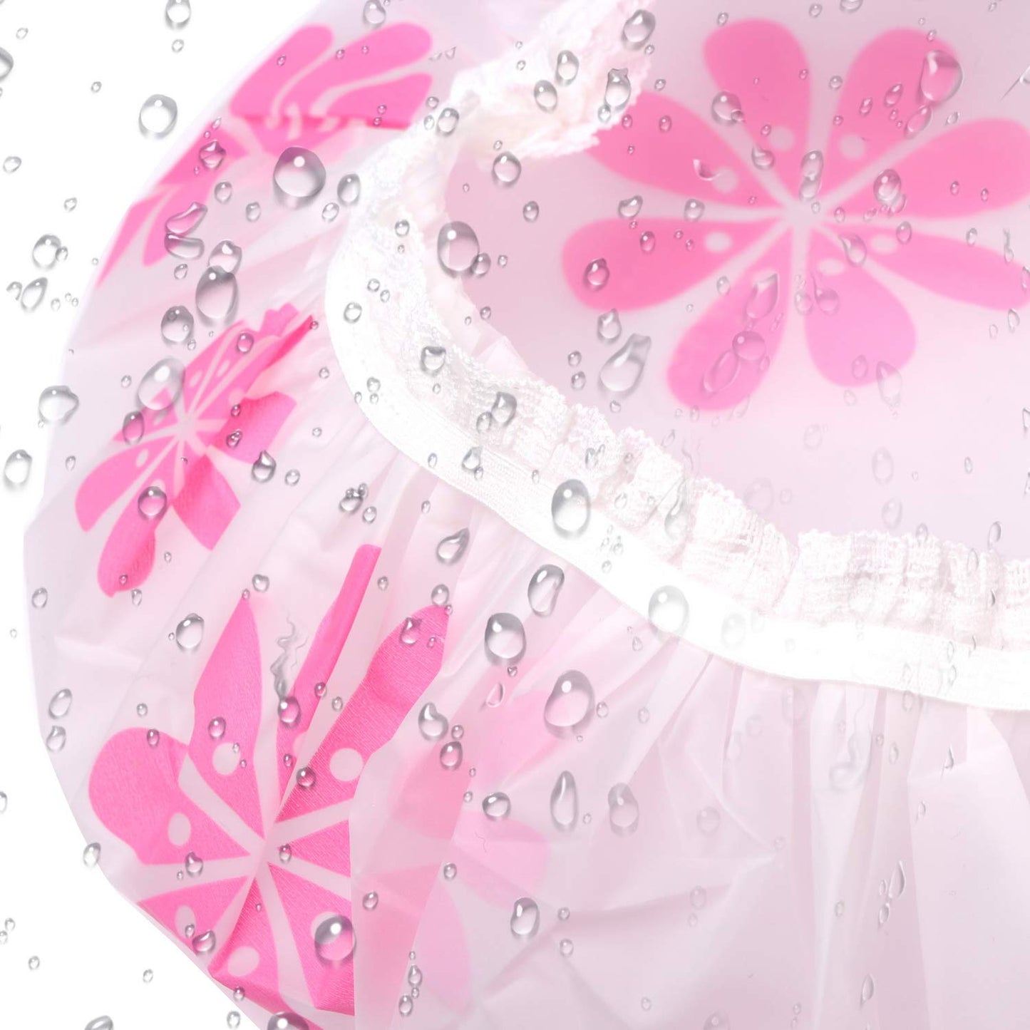 Shower Caps, 3 Pcs Waterproof Bath Caps Plastic Reusable Shower Caps Elastic Band Bath Hair Hat for Women Ladies Spa Salon