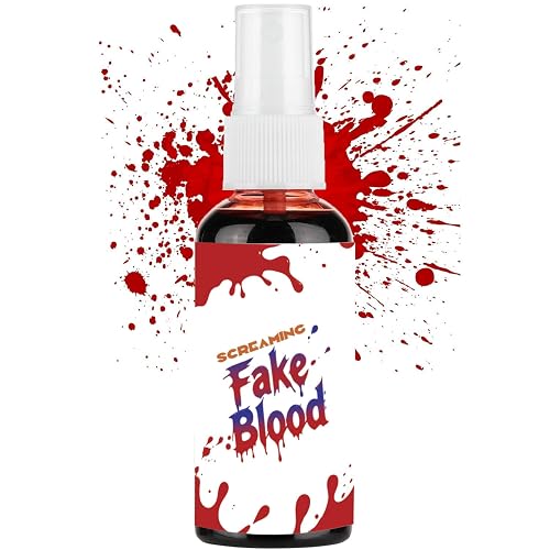 Fake Blood, 2.1oz Fake Blood Spray, Halloween Washable Fake Blood Makeup for Clothes, Zombie, Vampire Cosplay & Dress Up-1pc
