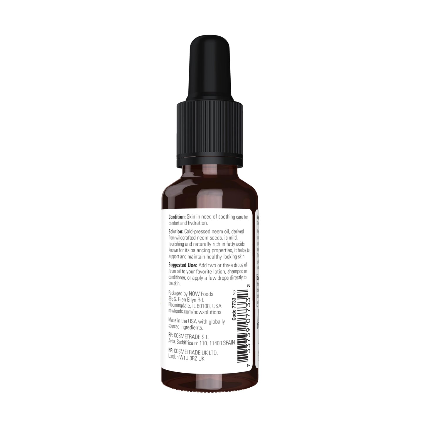 NOW Foods Solutions, Neem Oil, 100% Pure, Made From Azadirachta Indica (Neem) Seed Oil, Natural Relief from Irritation and Other Skin Issues, 1-Ounce