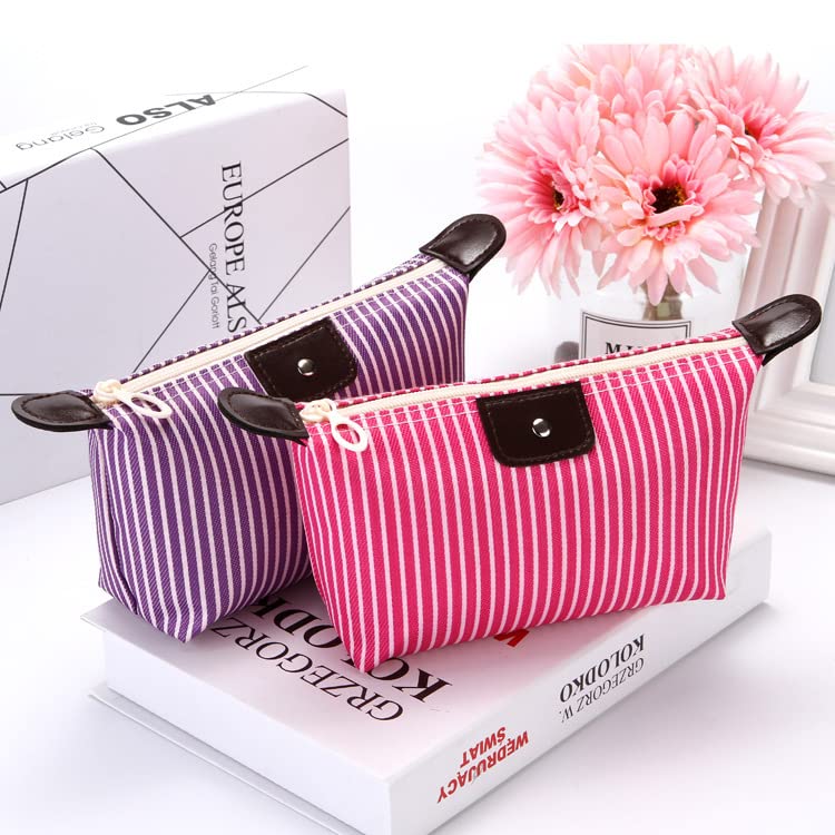 THTAJ 2 Pack Makeup Bag – Preppy Travel Cosmetic Pouch, Nylon Toiletry Bag, Light Pink Skincare Organizer & Tiny Makeup Bag Set
