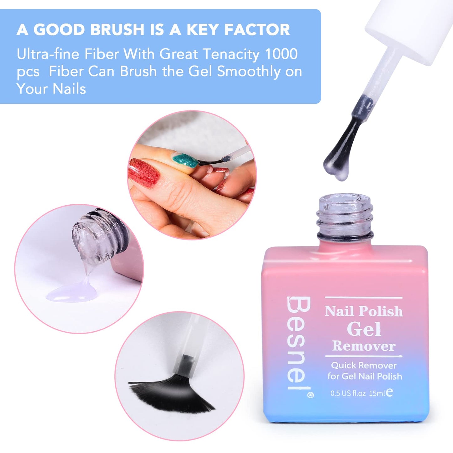 Gel Nail Polish Remover 5 Pack Professional Gel Polish Remover Non-Irritating Quick Easy,Nail Polish Gel Remover Tools Kit Nail File Cuticle Pusher
